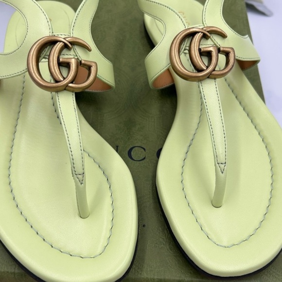 Gucci Shoes - Gucci Women's GG MARMONT , leather thong sandal . Size 37
